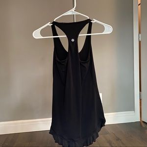 Lululemon black racer back tank size 2 with ruffle